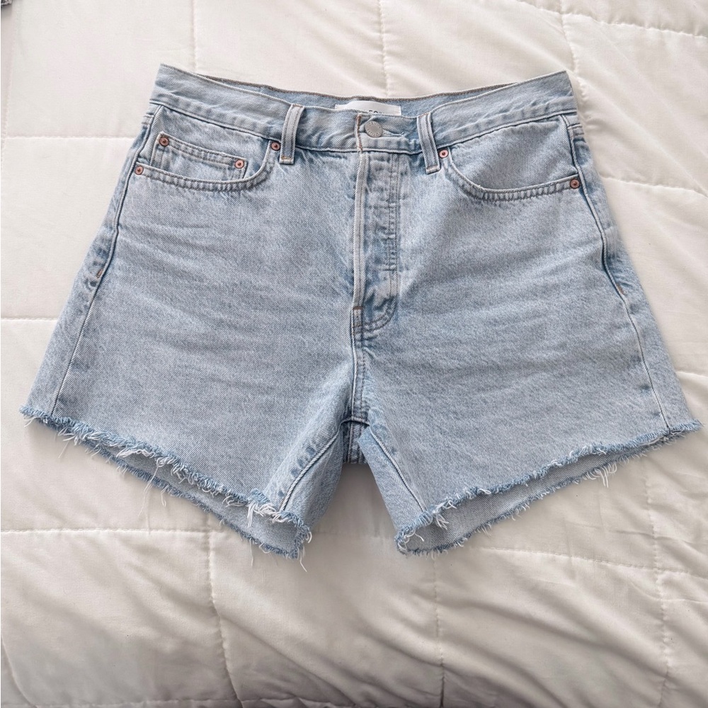 Denim Forum Light Blue High-Waist Cutoff Jean Shorts